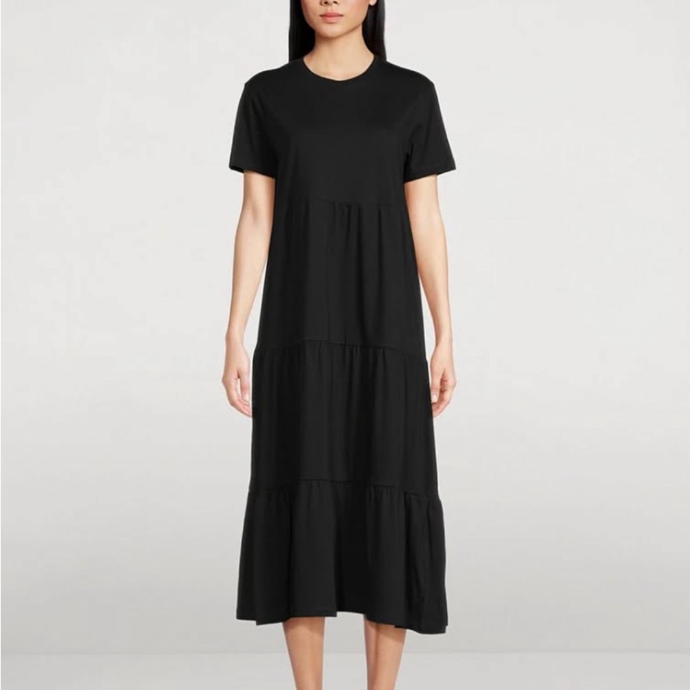 Kotn Black Babydoll Midi Tiered Dress